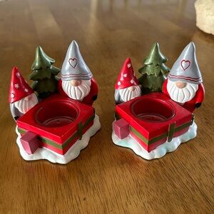 Yankee Candle Tea light Holder Christmas Gnomes set of 2